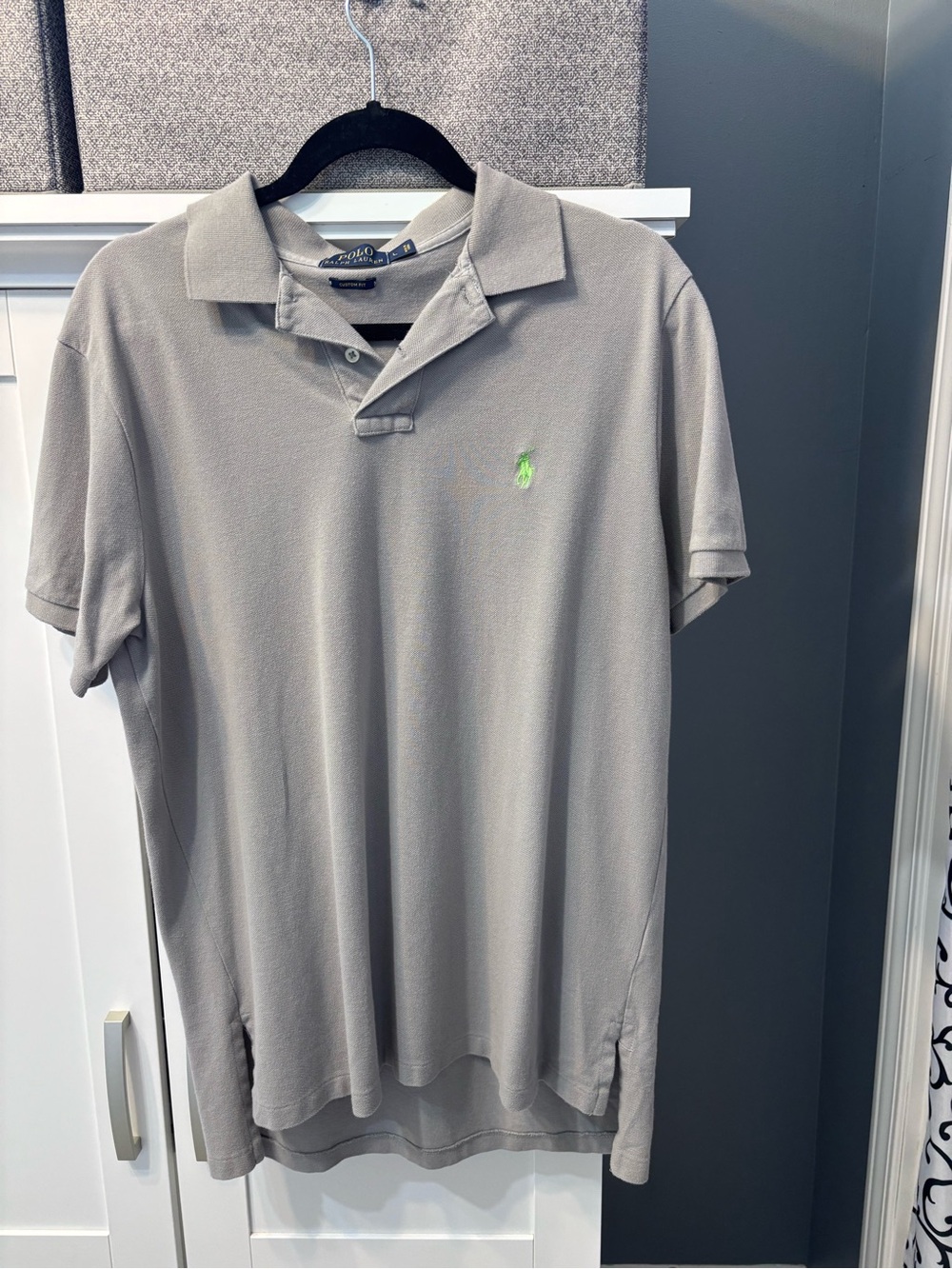 Polo by Ralph Lauren Light Gray Polo with Lime Green Pony VGC Size L Classic